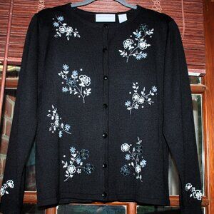 NWOT Alfred Dunner Fabulous Black Embellished Cardigan